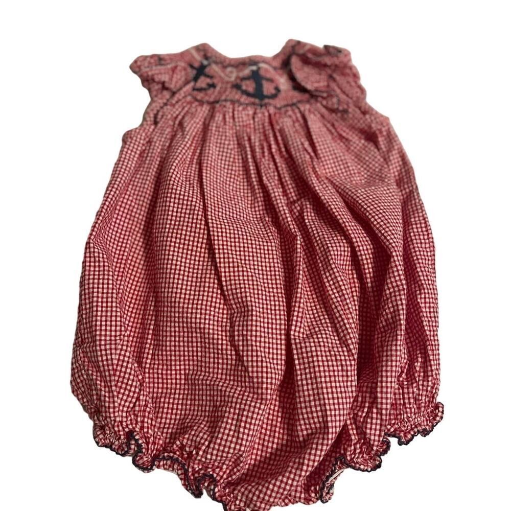 Sucre by Le Za Me Gingham Smocked Anchor Bubble Sz. 18mo